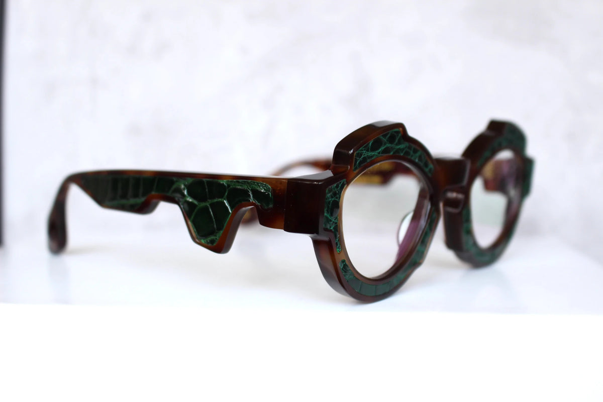Ex Machina inserto in pelle di coccodrillo verde - CLARISSA OLIVERIO ART TO WEAR - CLARISSA OLIVERIO ART TO WEAR