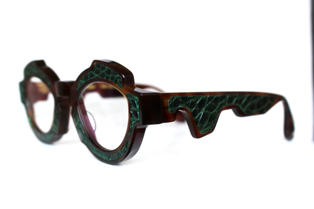 Ex Machina inserto in pelle di coccodrillo verde - CLARISSA OLIVERIO ART TO WEAR - CLARISSA OLIVERIO ART TO WEAR