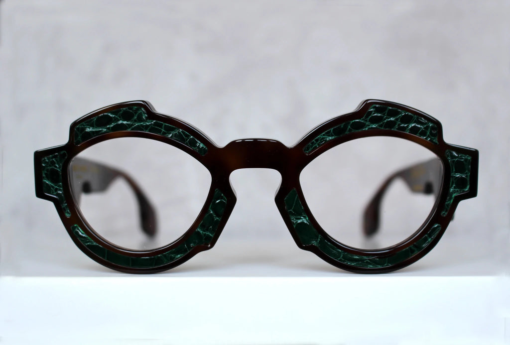 Ex Machina inserto in pelle di coccodrillo verde - CLARISSA OLIVERIO ART TO WEAR - CLARISSA OLIVERIO ART TO WEAR