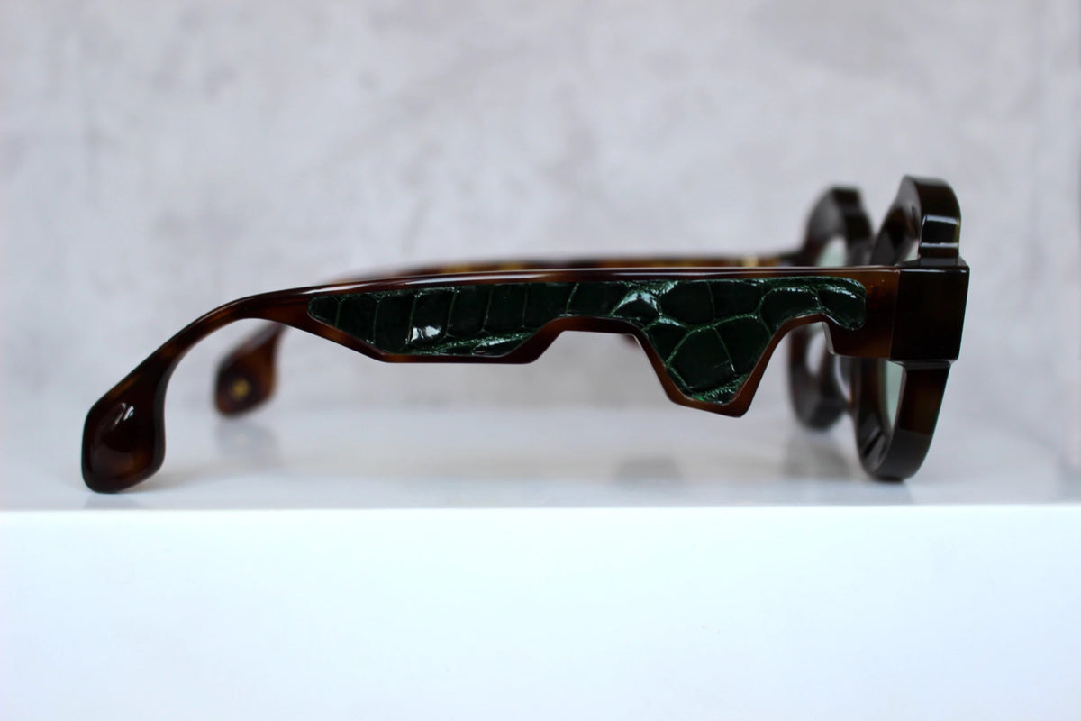 Ex Machina inserto in pelle di coccodrillo verde - CLARISSA OLIVERIO ART TO WEAR - CLARISSA OLIVERIO ART TO WEAR