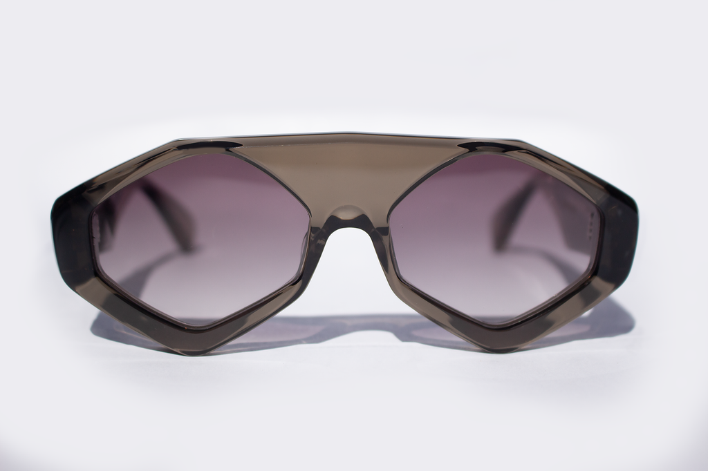 Vista frontale occhiali Marzocco 3.0 grigio eyewear contemporaneo made in Italy"