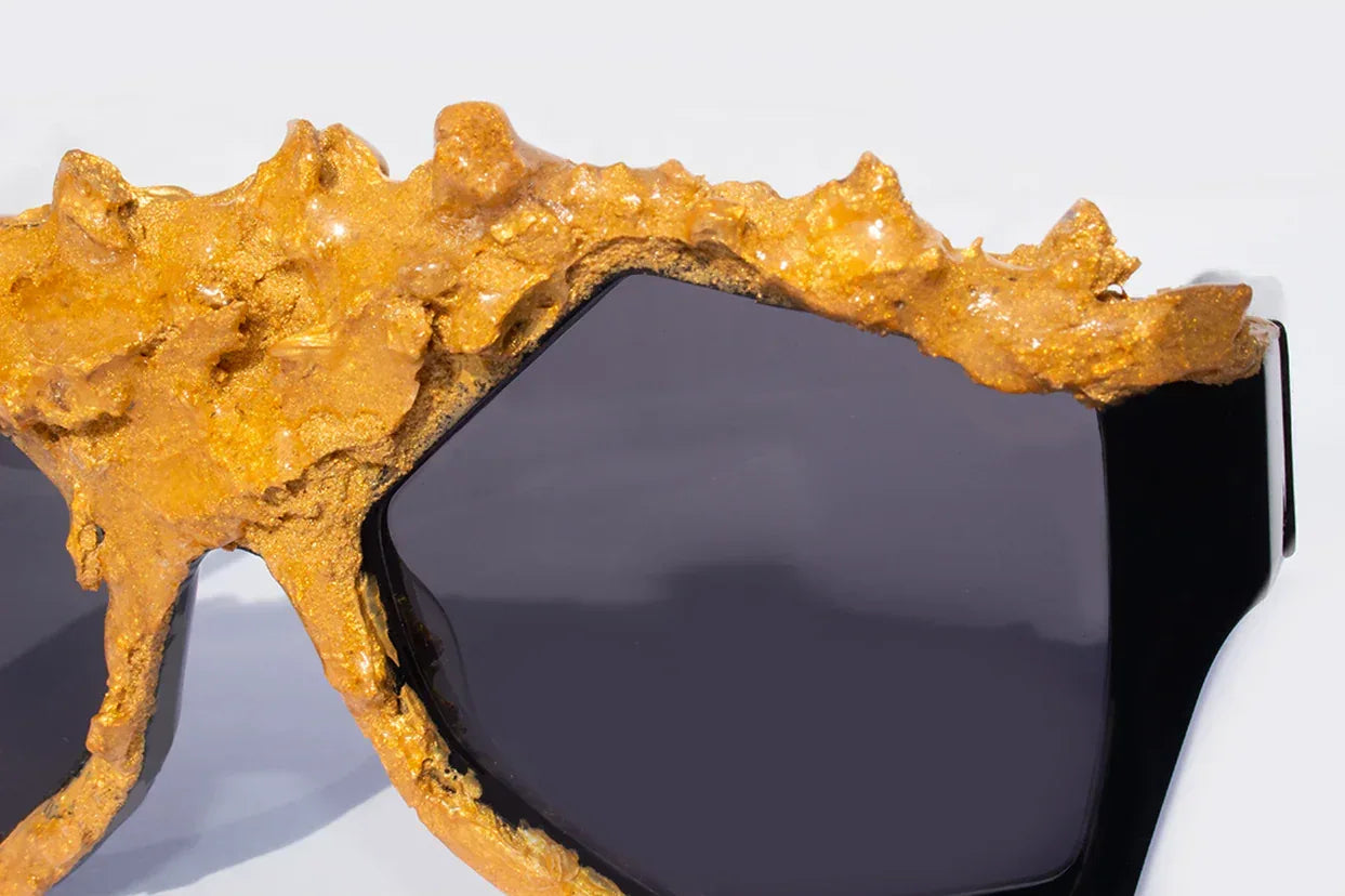 Dettaglio aste Art Gold lavorazione manuale italiana art to wear, arte indossabile