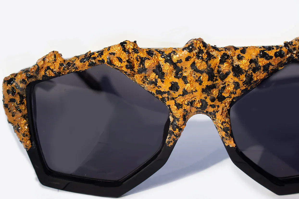 Dettaglio aste Art Wild Leopard 2 acetato artigianale italiano