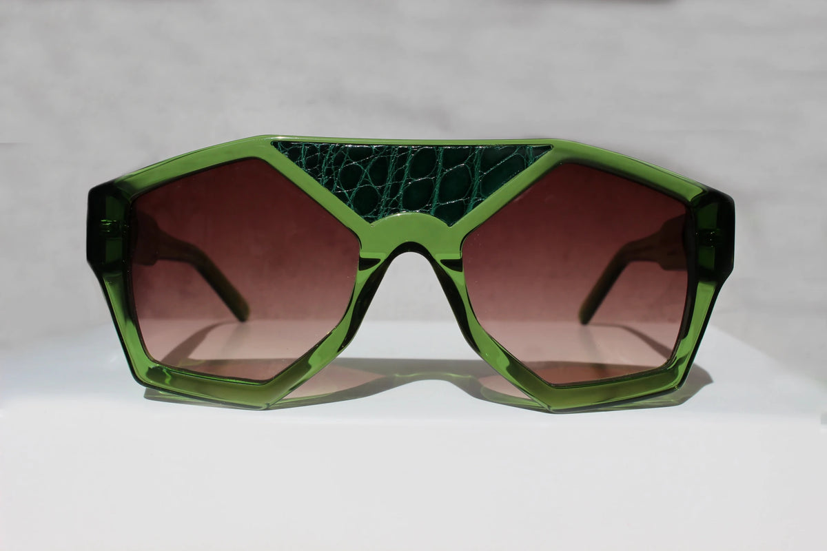 Marzocco Verde inserto in pelle di coccodrillo - CLARISSA OLIVERIO ART TO WEAR - CLARISSA OLIVERIO ART TO WEAR