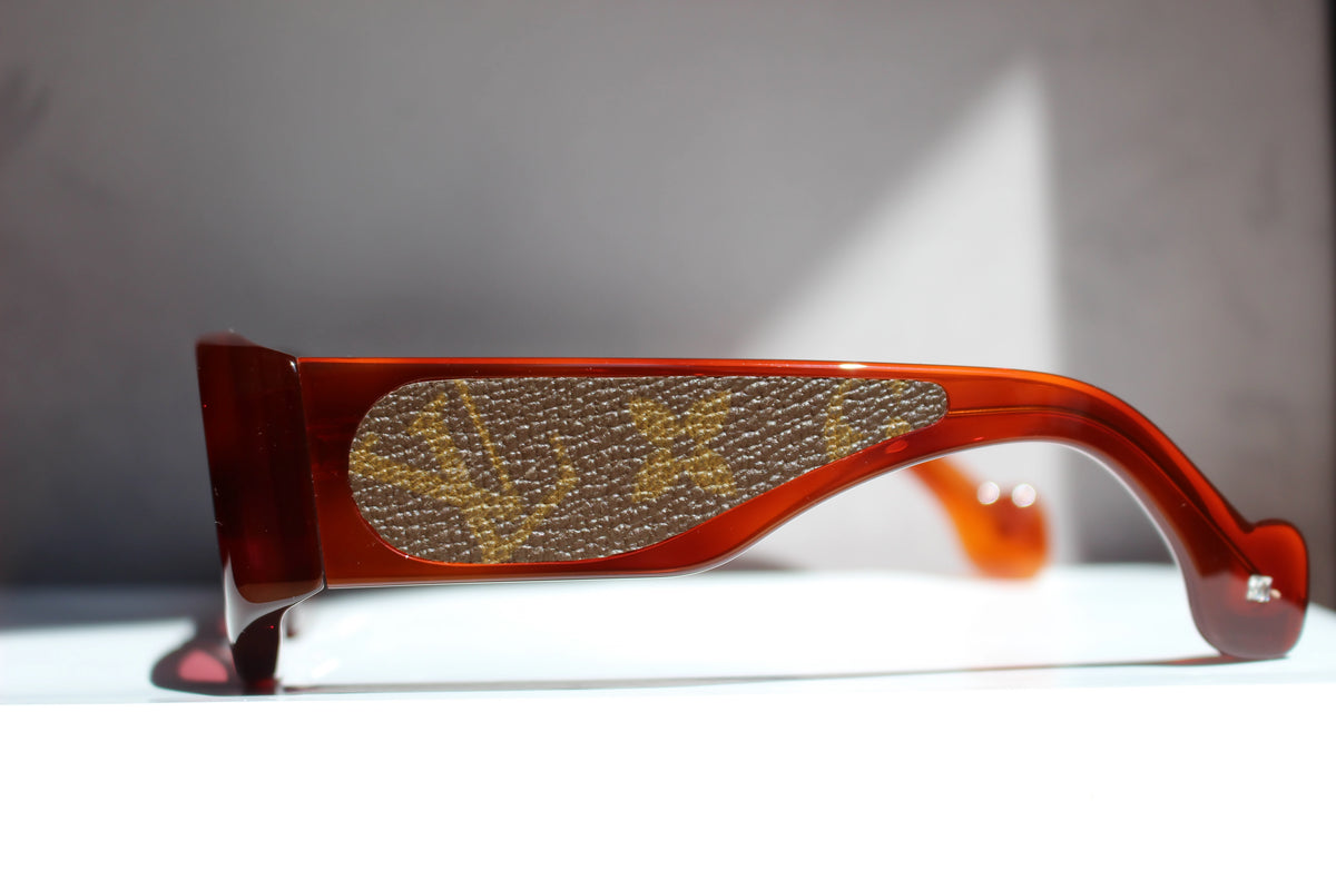 Ray Charles Radical Mash-Up upcycled insert in Louis Vuitton Brown Monogram Canvas - CLARISSA OLIVERIO ART TO WEAR