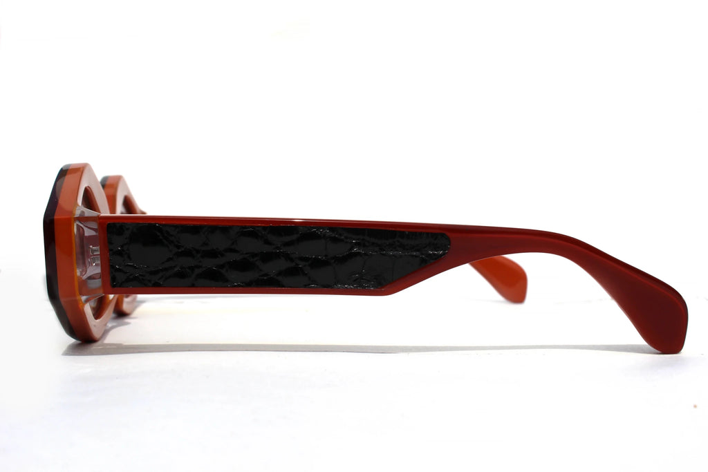 Roma Rosso - inserto coccodrillo - CLARISSA OLIVERIO ART TO WEAR