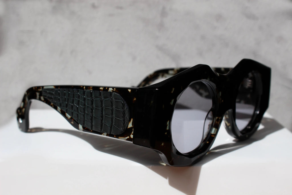 Spike Lee Grigio Avana inserto in pelle di Coccodrillo - CLARISSA OLIVERIO ART TO WEAR - CLARISSA OLIVERIO ART TO WEAR