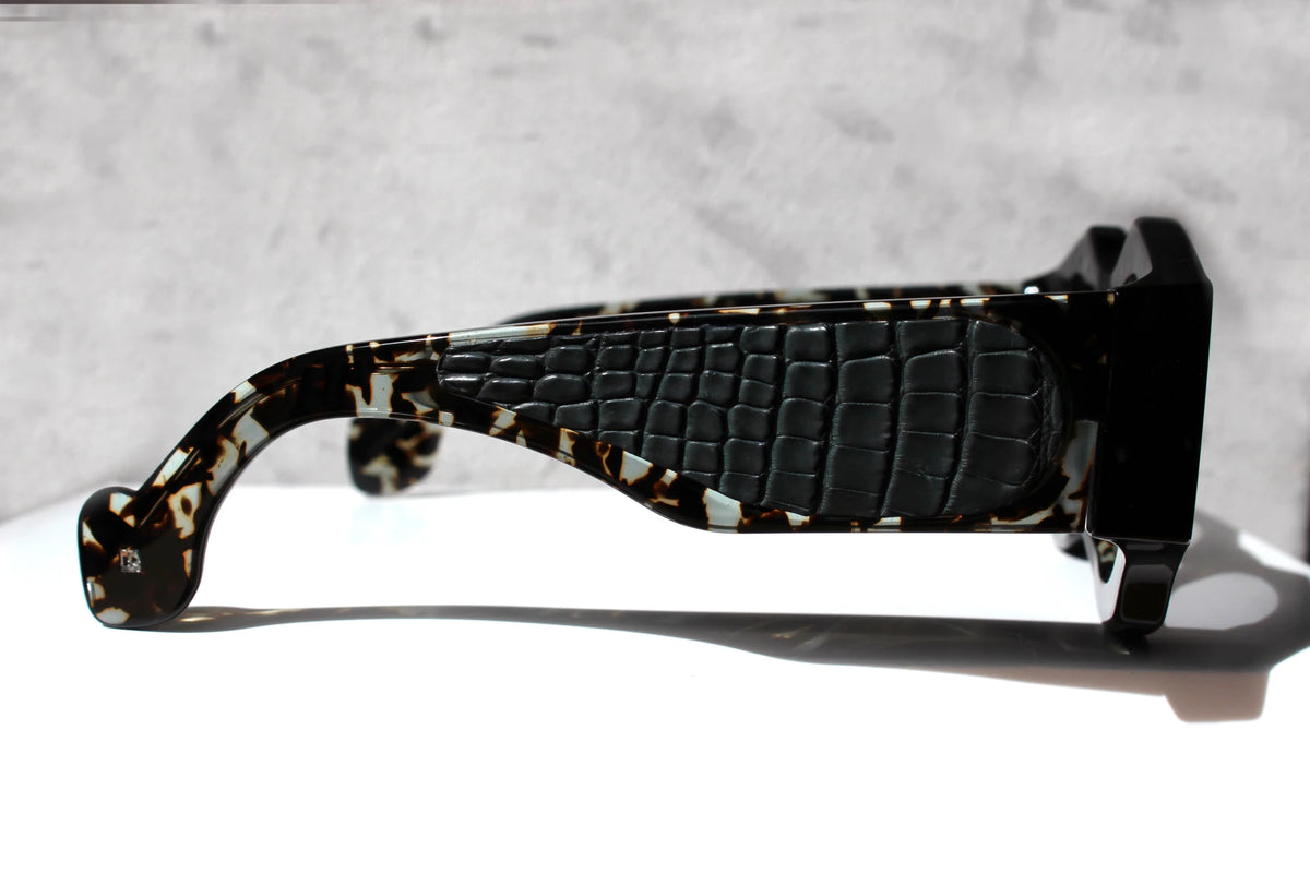 Spike Lee Grigio Avana inserto in pelle di Coccodrillo - CLARISSA OLIVERIO ART TO WEAR - CLARISSA OLIVERIO ART TO WEAR