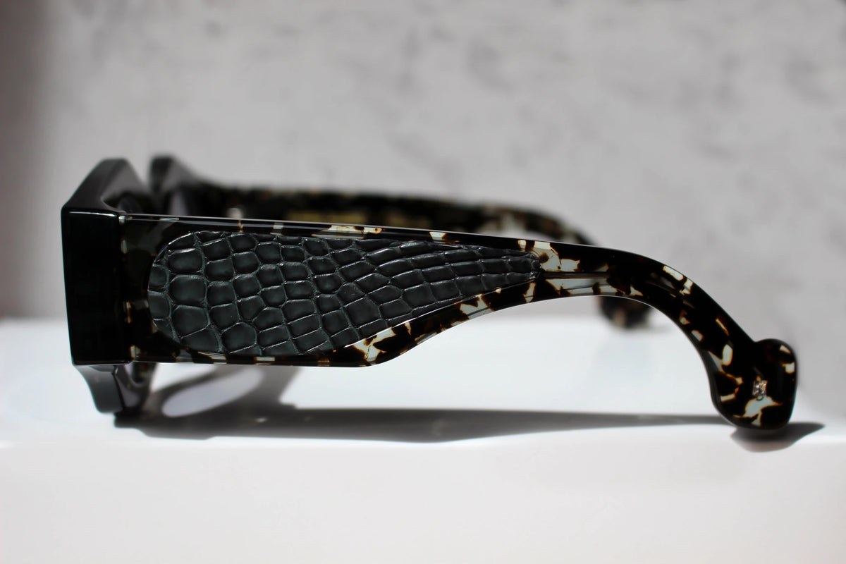 Spike Lee Grigio Avana inserto in pelle di Coccodrillo - CLARISSA OLIVERIO ART TO WEAR - CLARISSA OLIVERIO ART TO WEAR