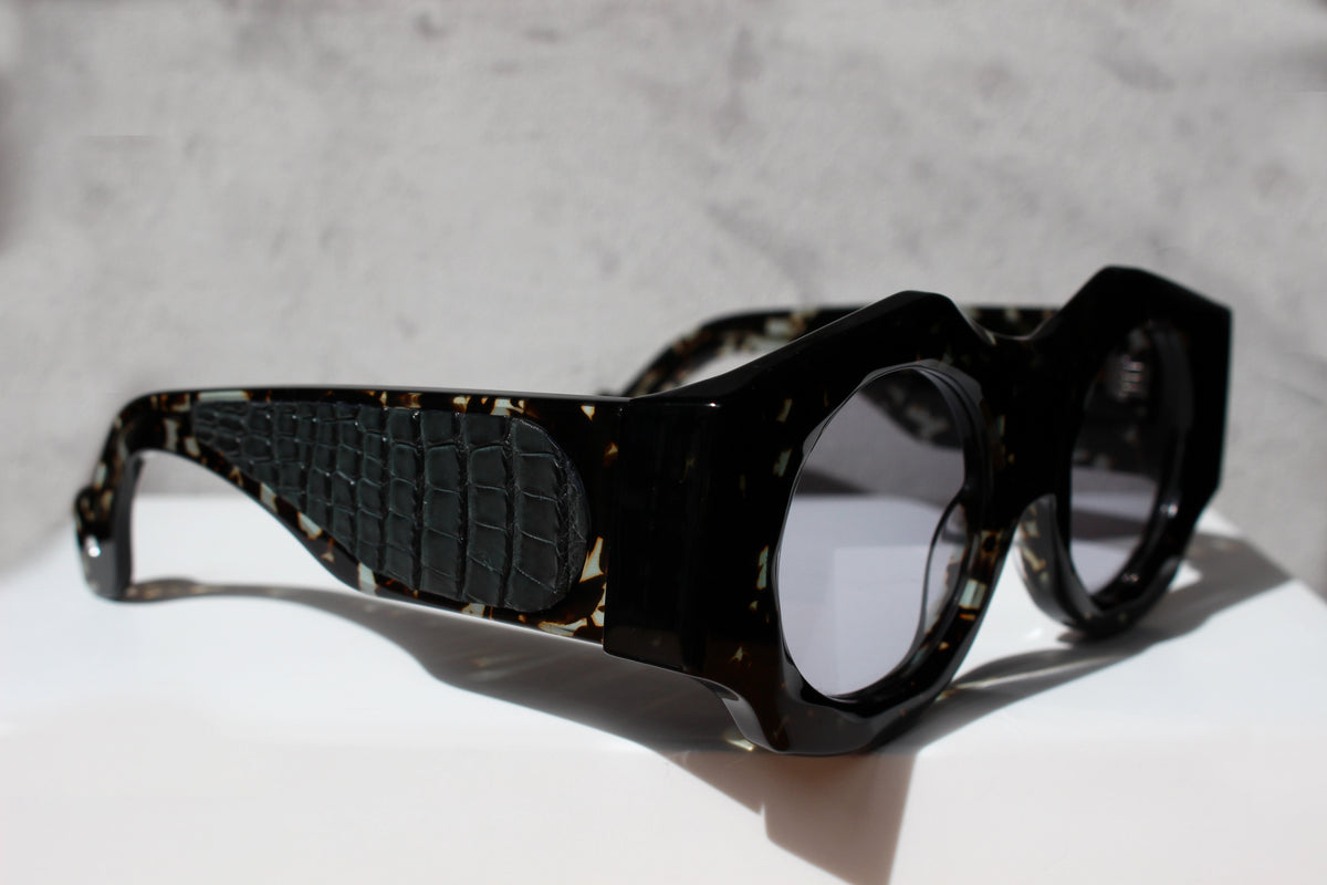 Spike Lee Grigio Avana inserto in pelle di Coccodrillo - CLARISSA OLIVERIO ART TO WEAR