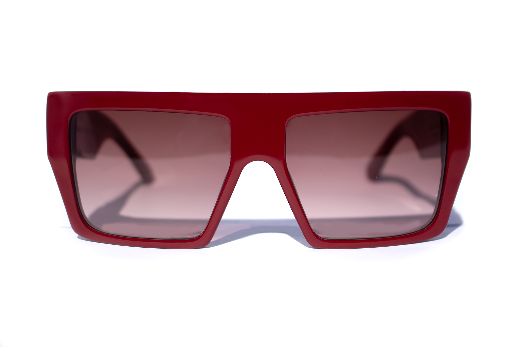 Occhiali da sole Tornabuoni in acetato premium rosso - vista frontale design italiano artigianale, inserto velluto fiorentino